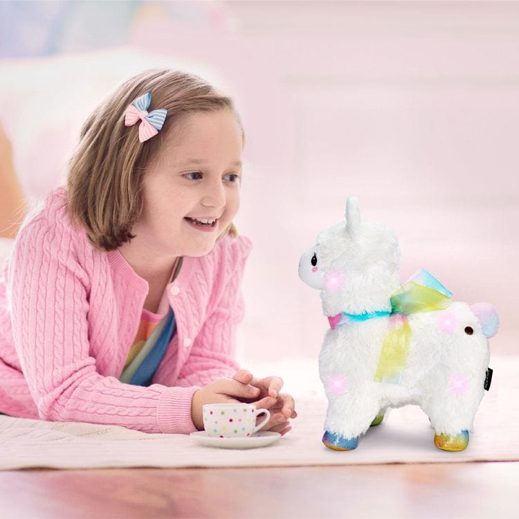 12" Glow Brights LED with Sound Alpaca Plush - Cream - Image 8