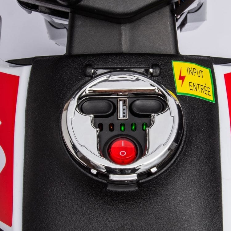 12V Aprilia Motorcycle 1 Seater Ride On for Kids - White - Image 9