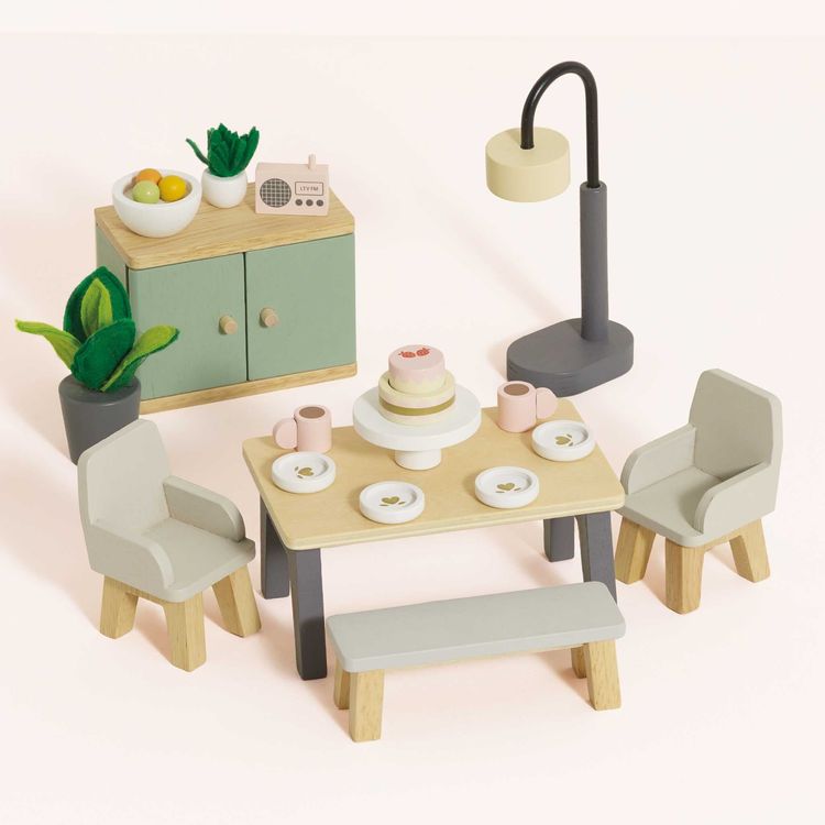 Alternative view of 18-Piece Wooden Dollhouse Dining Room Set