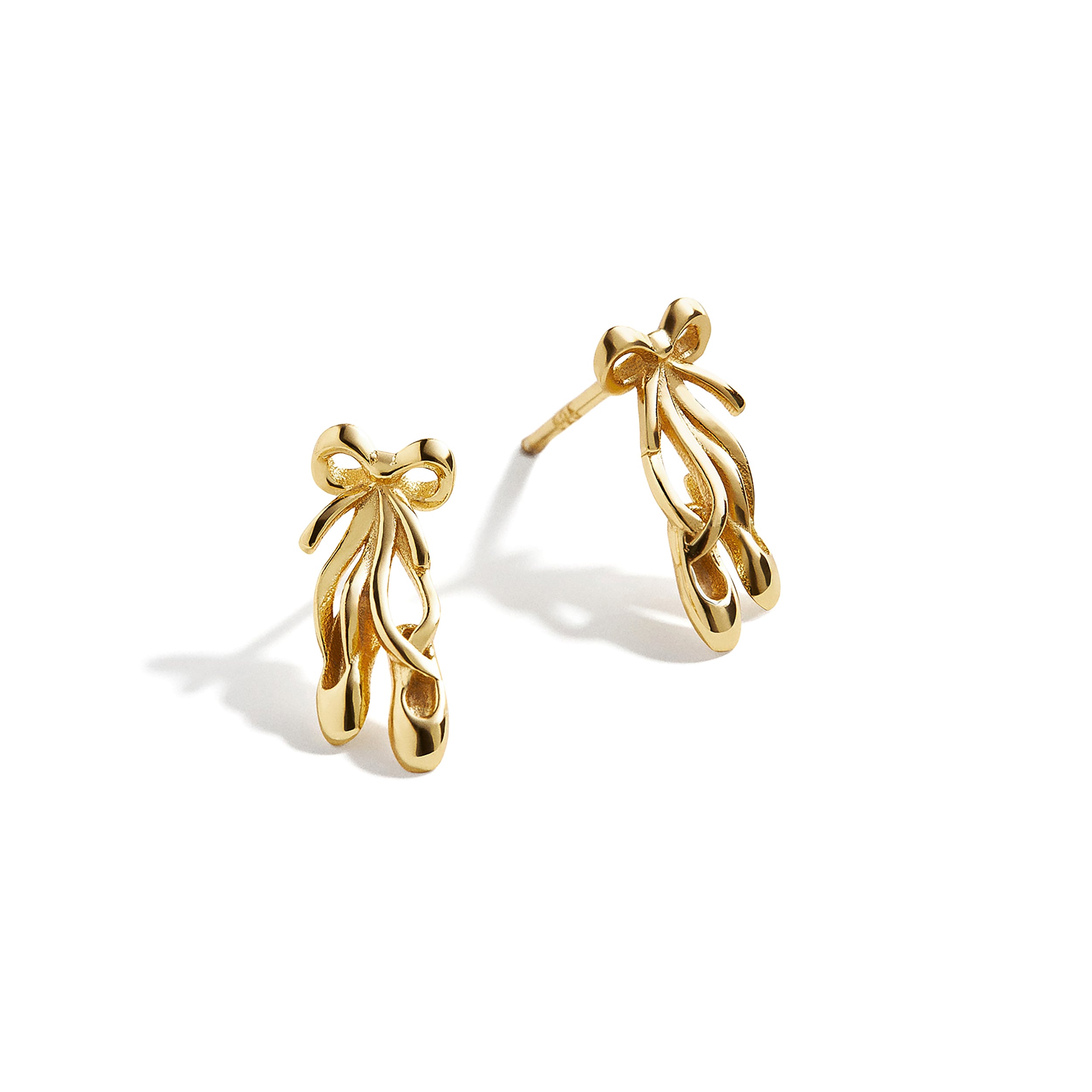 18k Gold Ballet Delicate Stud Earrings