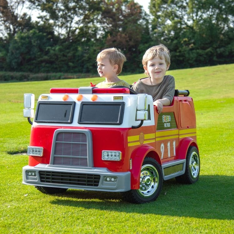 24V Freddo Fire Truck 2-Seater Ride on - Red - Image 3