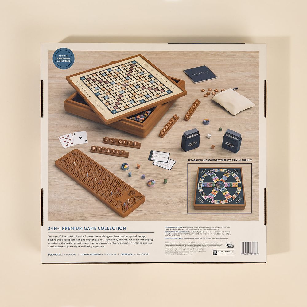3-in-1 Premium Game Collection Scrabble Trivial Pursuit and Cribbage - Image 9