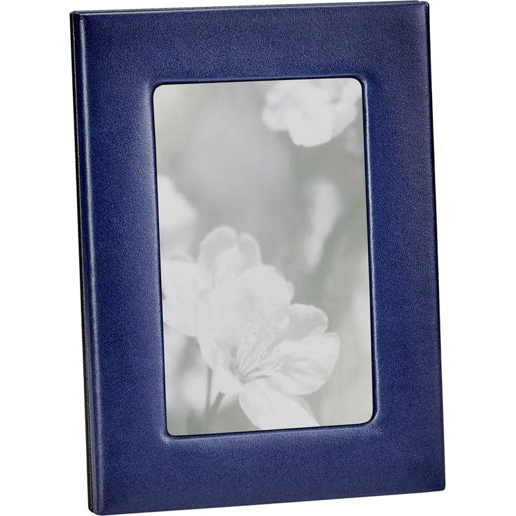 Alternative view of 4" x 6" Leather Studio Frame - Navy Blue