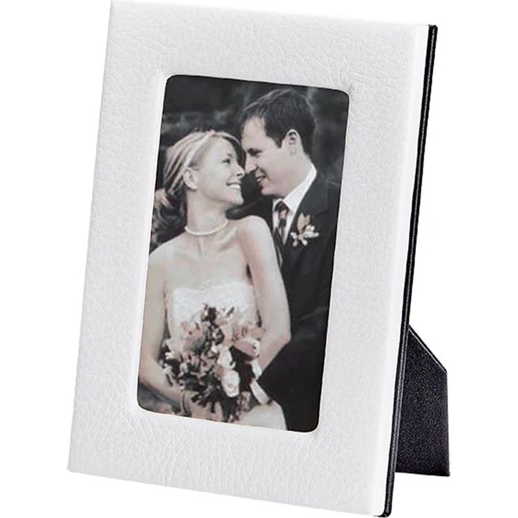 Alternative view of 4" x 6" Leather Studio Frame - White