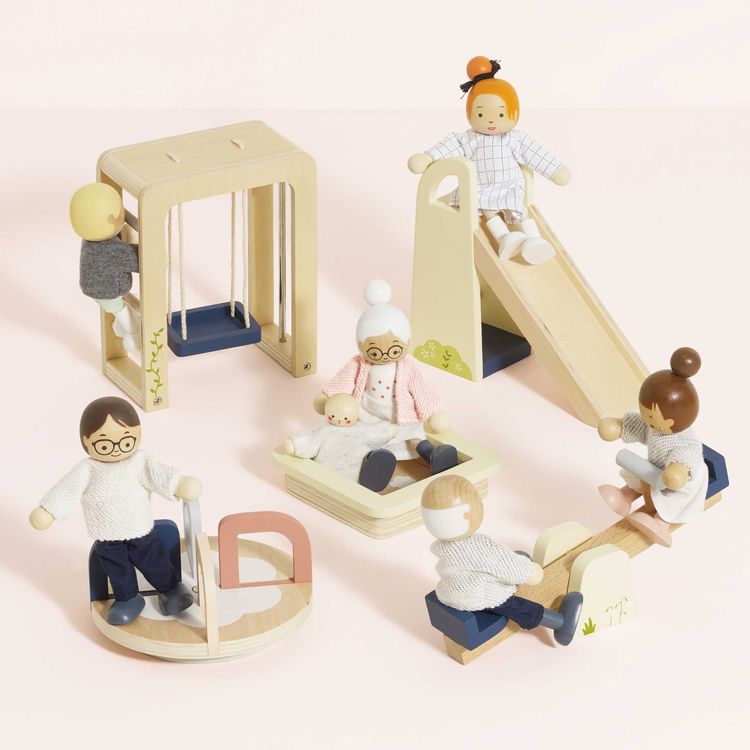 Alternative view of 5-Piece Wooden Dollhouse Outdoor Play Set