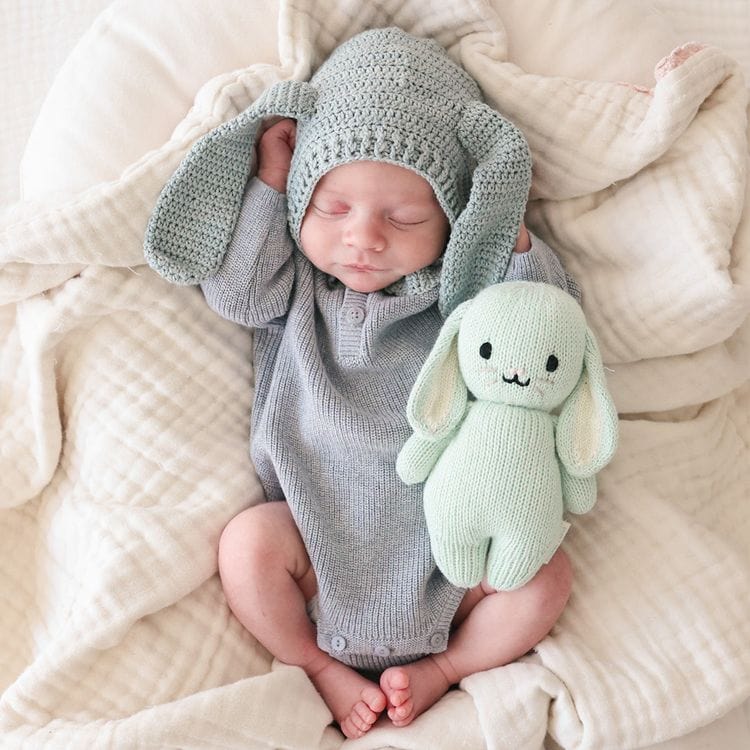 Alternative view of 7" Baby Bunny (Mint) Hand-Knit Doll