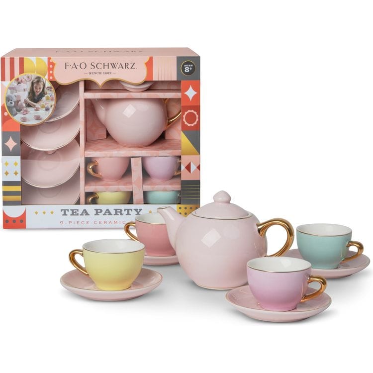 9-Piece Hand-Glazed Ceramic Tea Party Set
