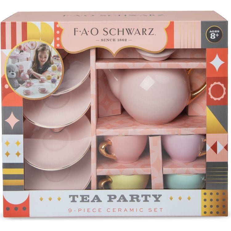 9-Piece Hand-Glazed Ceramic Tea Party Set - Image 4
