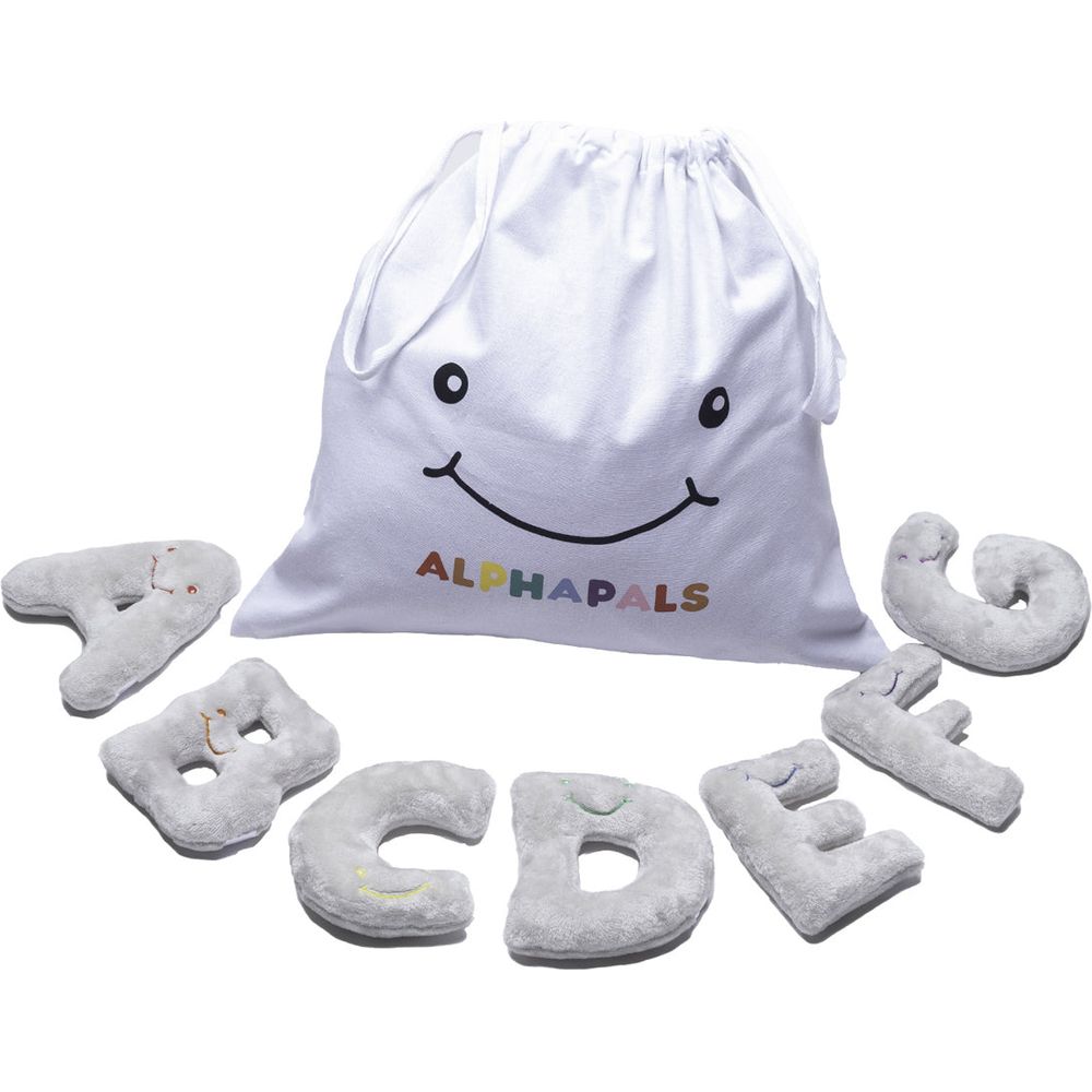 Alternative view of Alphabet Mini Plush Set - Dove Grey Letters with White Drawstring Bag