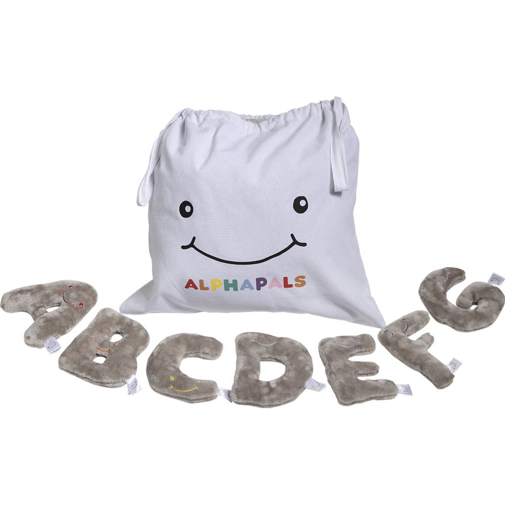 Alternative view of Alphabet Mini Plush Set - Rhino Grey Letters with White Drawstring Bag