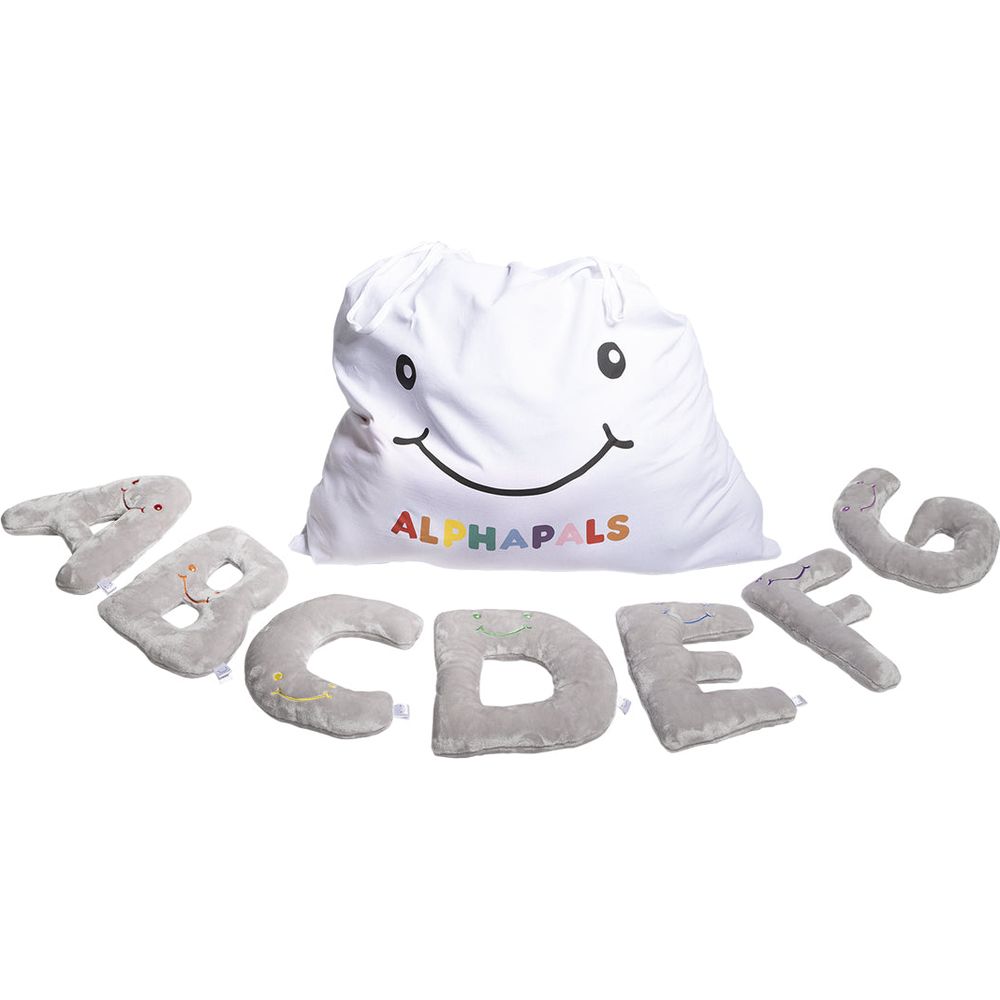 Alternative view of Alphabet Plush Set - Dove Grey Letters with White Drawstring Bag