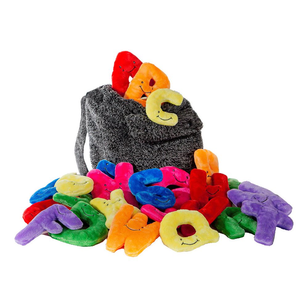 Alternative view of Alphabet Plush Set - Rainbow Letters with Dark Grey Backpack