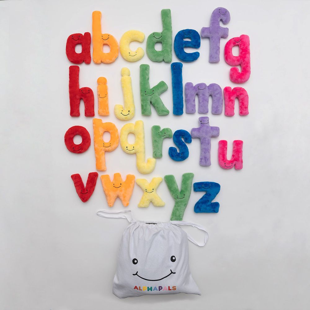 Alternative view of Alphabet Plush Set - Rainbow Lower Case Letters with White Drawstring Bag
