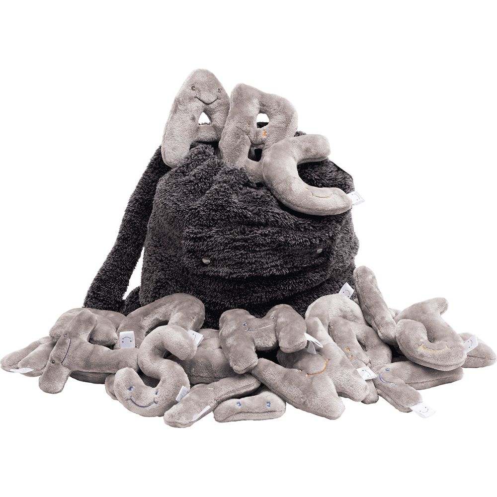 Alternative view of Alphabet Plush Set - Rhino Grey Letters with Dark Grey Backpack