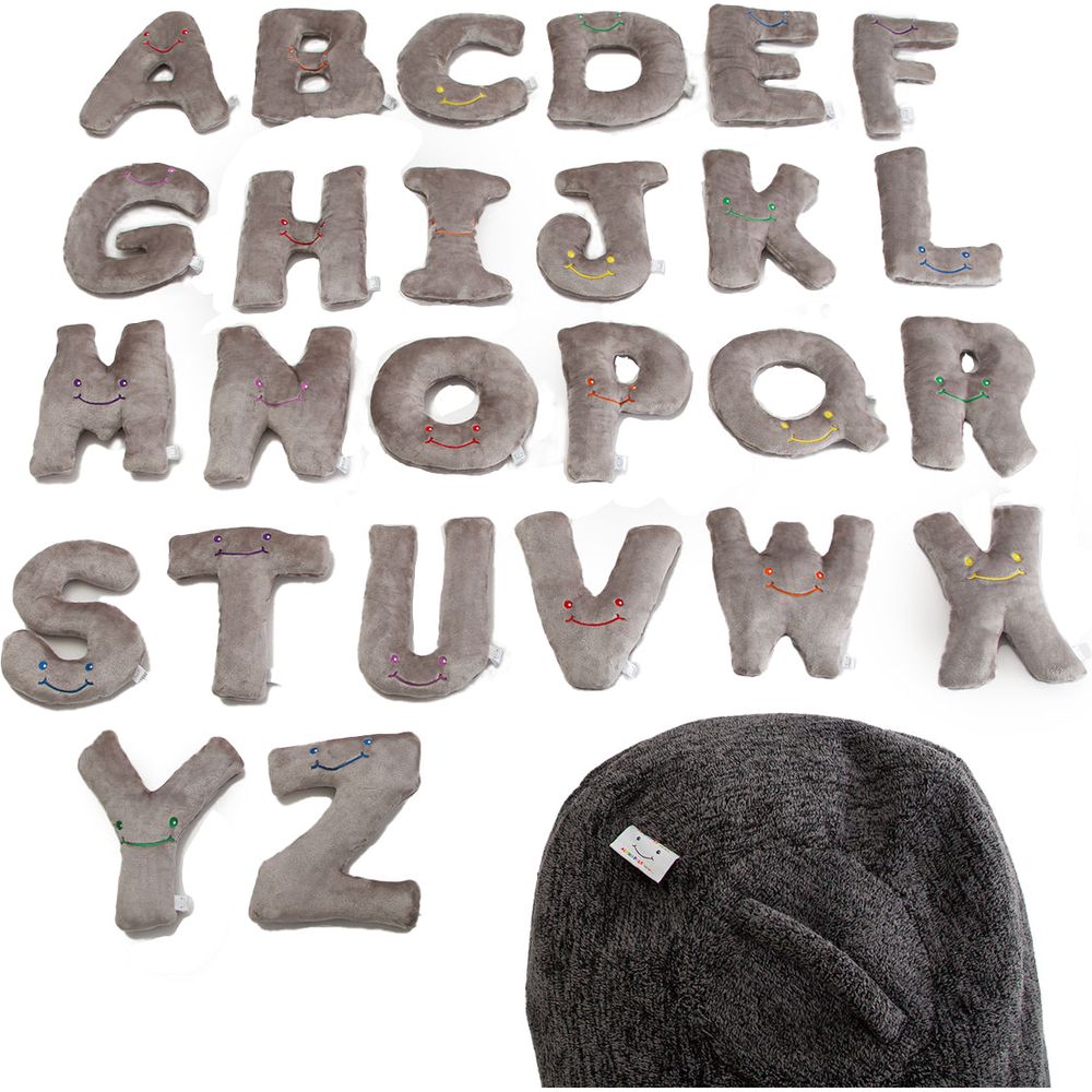 Alternative view of Alphabet Plush Set - Rhino Grey Letters with Dark Grey Bag