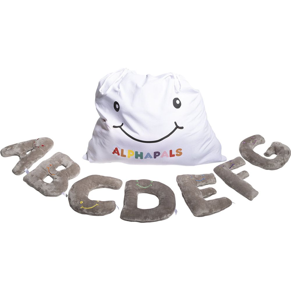 Alternative view of Alphabet Plush Set - Rhino Grey Letters with White Drawstring Bag