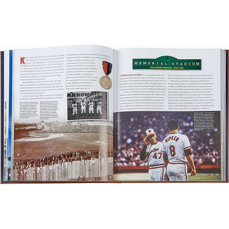 "Ballparks Past and Present" Book in Tan Bonded Leather - Image 3