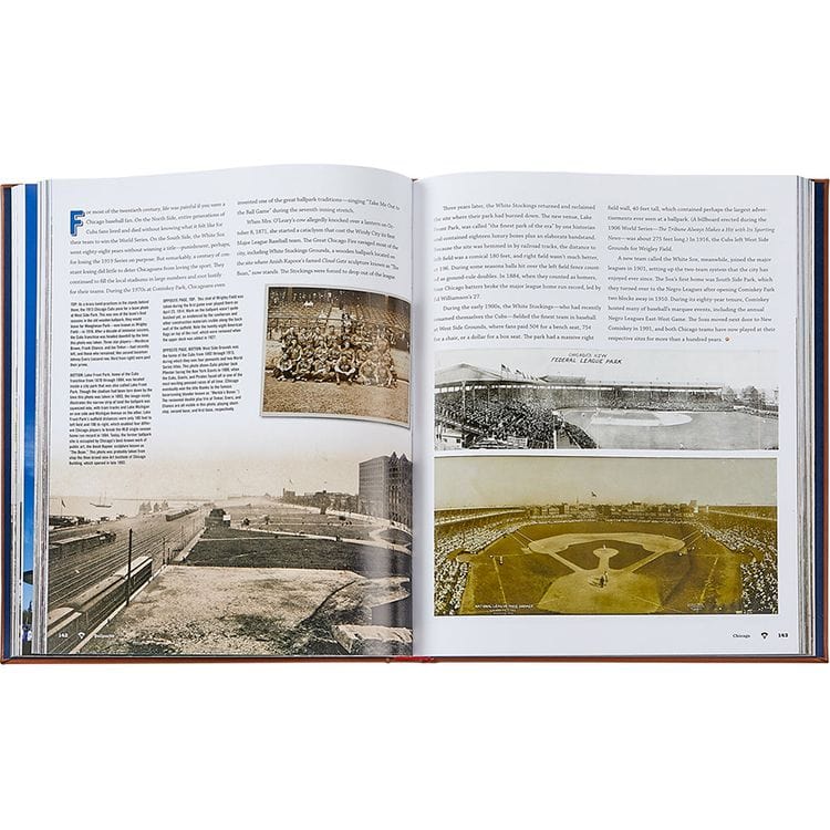 "Ballparks Past and Present" Book in Tan Bonded Leather - Image 4