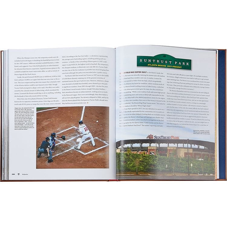 "Ballparks Past and Present" Book in Tan Bonded Leather - Image 5