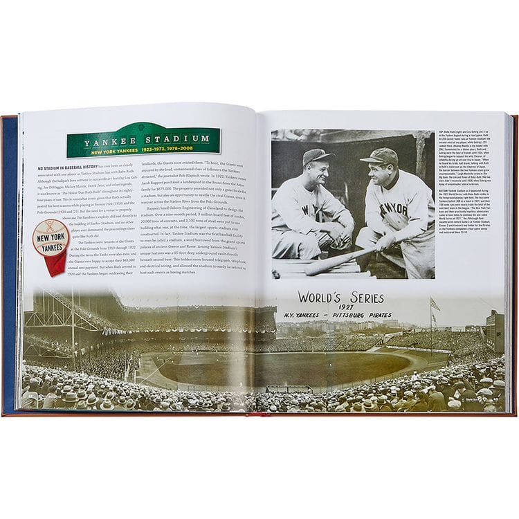 "Ballparks Past and Present" Book in Tan Bonded Leather - Image 8