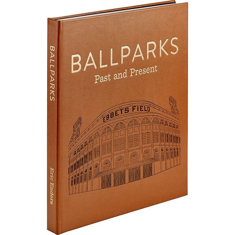 "Ballparks Past and Present" Book in Tan Bonded Leather - Image 9