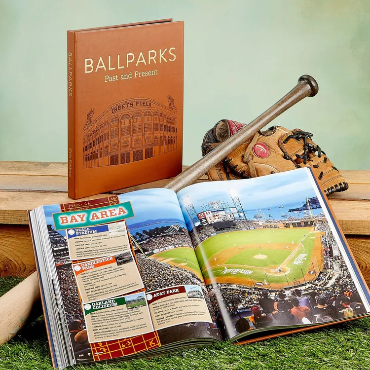 Alternative view of "Ballparks Past and Present" Book in Tan Bonded Leather