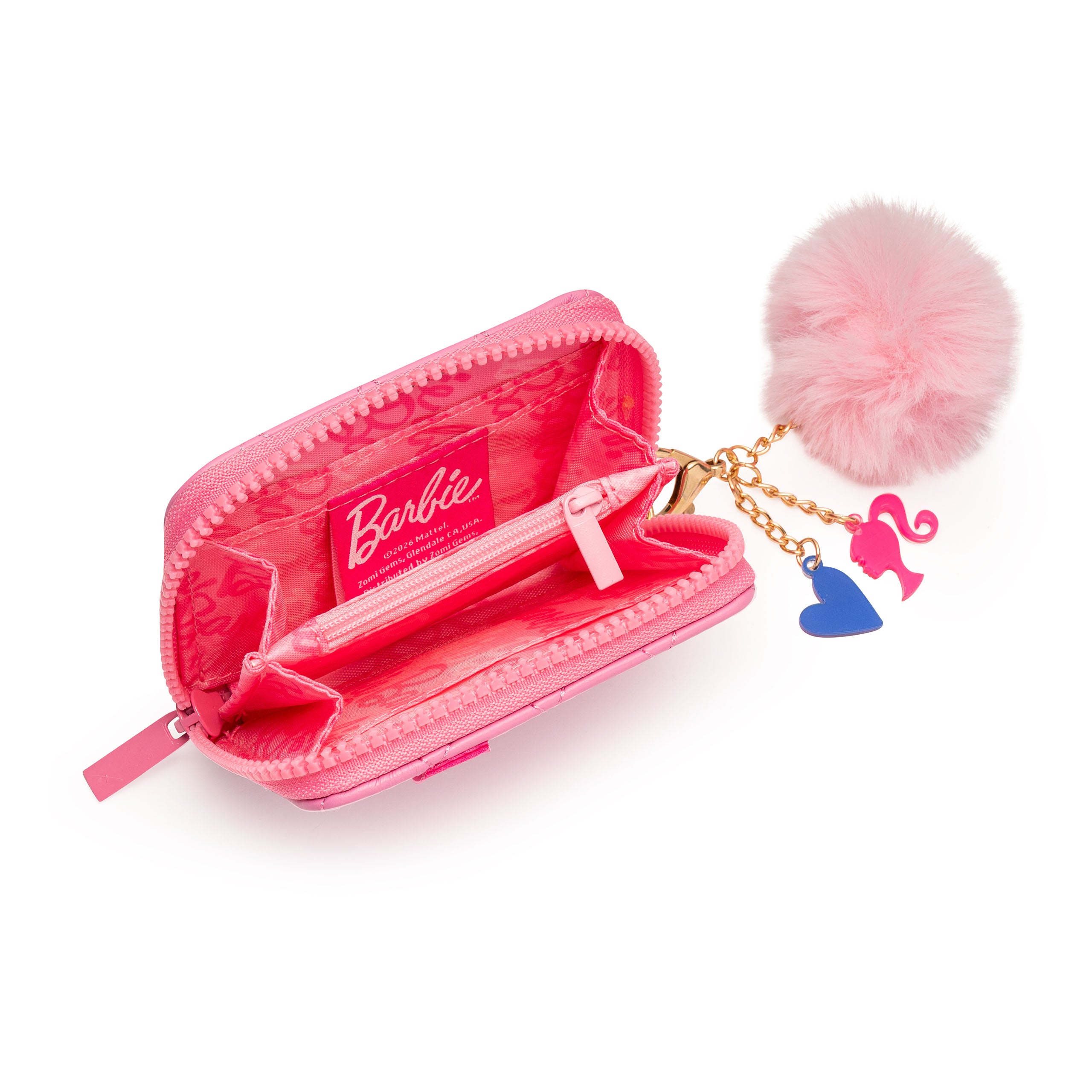 Alternative view of Barbie Quilted Kids Hot Pink Zip Wallet with Charms