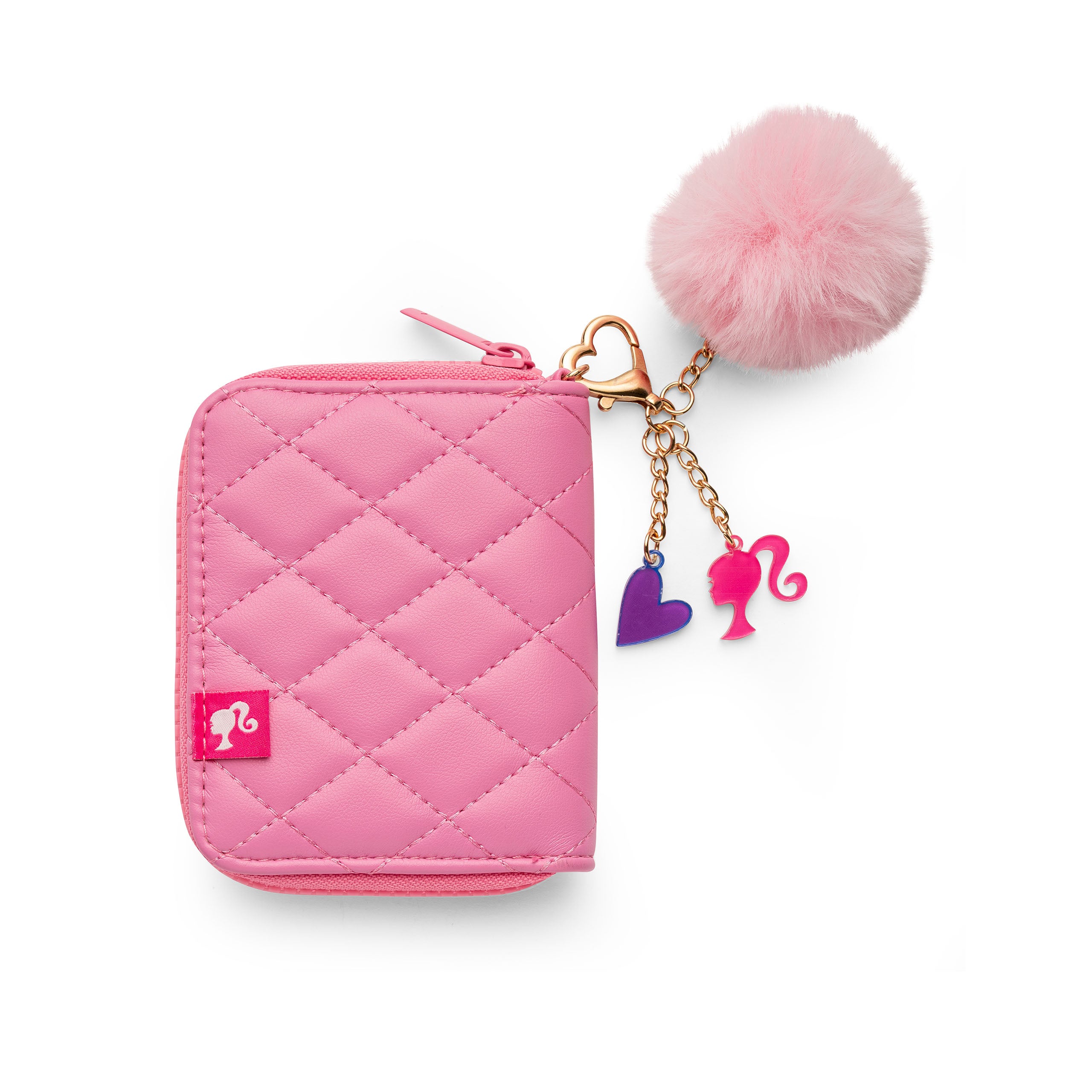 Barbie Quilted Kids Hot Pink Zip Wallet with Charms - Image 3