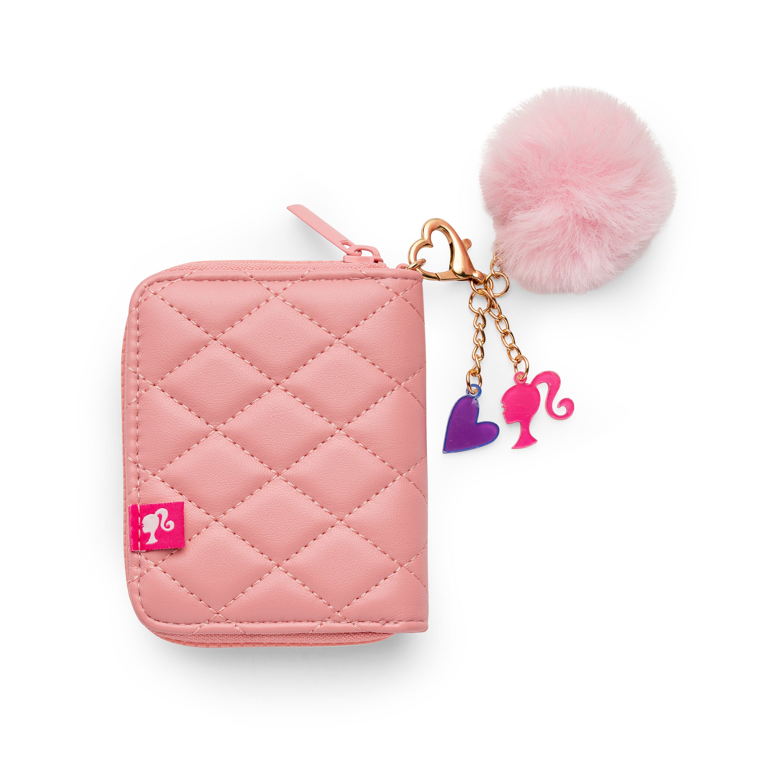 Barbie Quilted Kids Light Pink Zip Wallet with Charm - Image 4