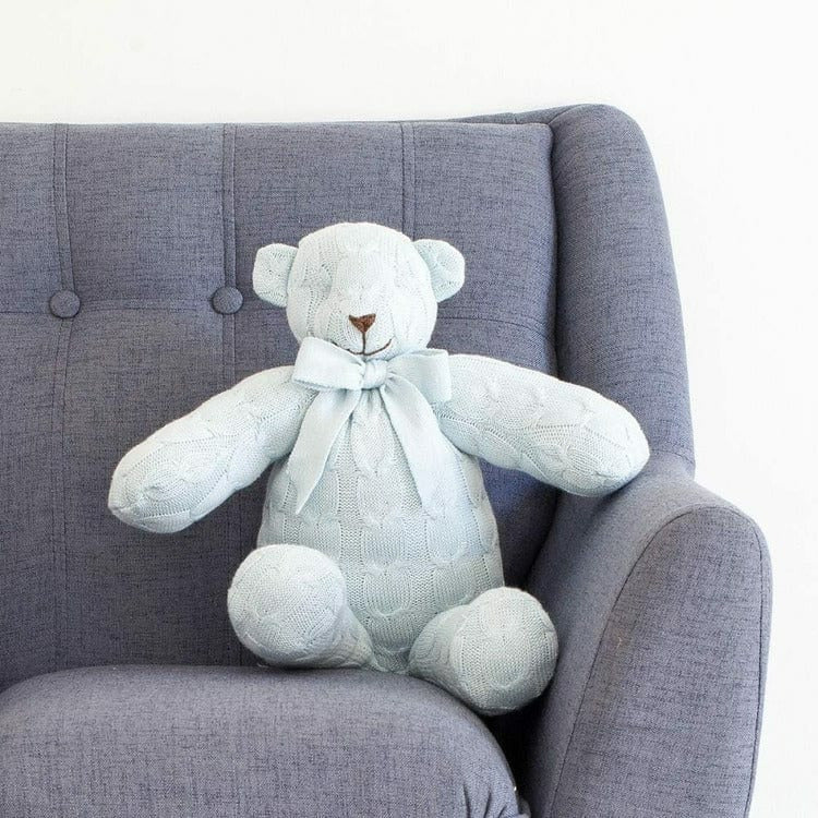 Alternative view of Blue Cable Knit Plush Teddy Bear