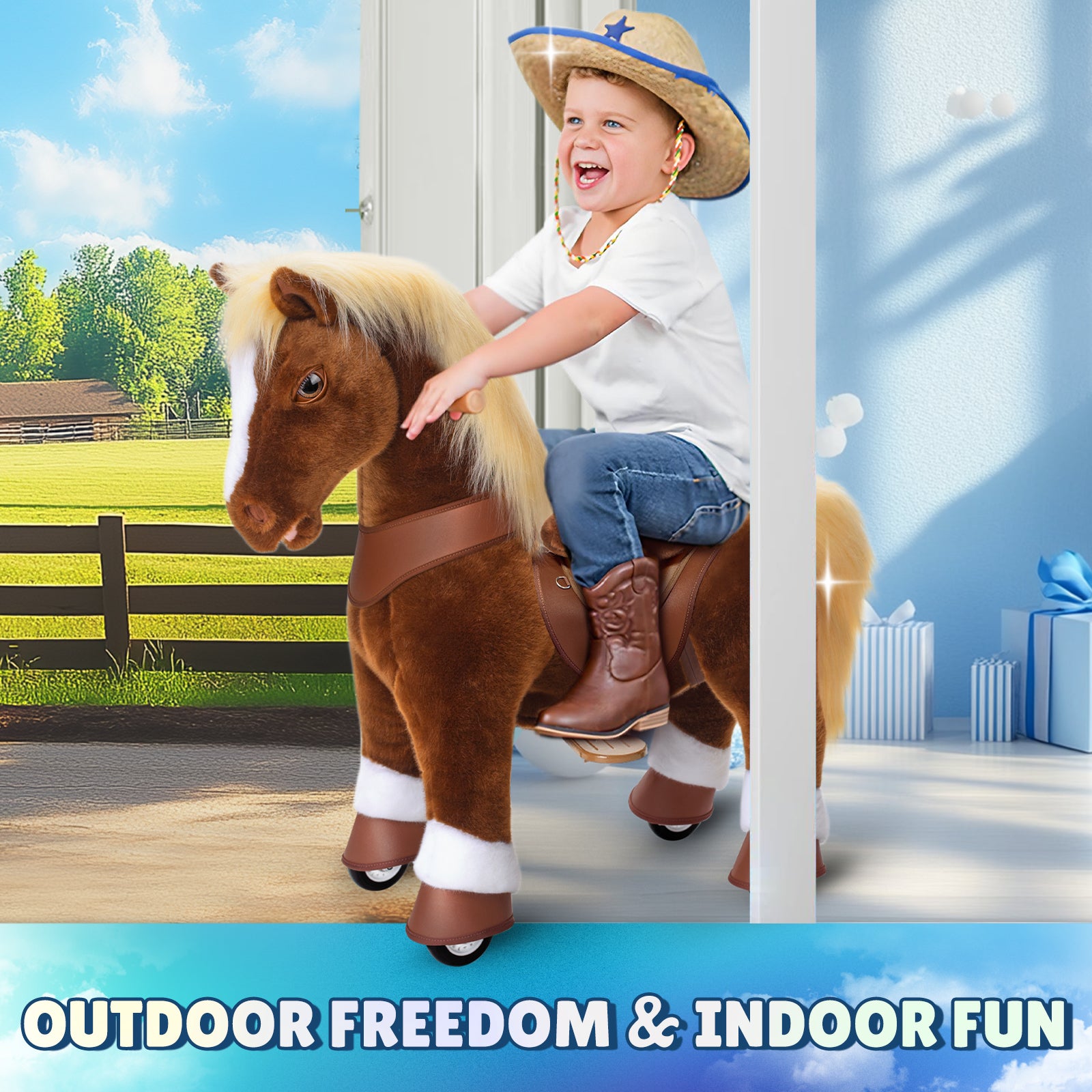 Alternative view of Brown Horse Model Y Ride on Toy - 3-4 Years