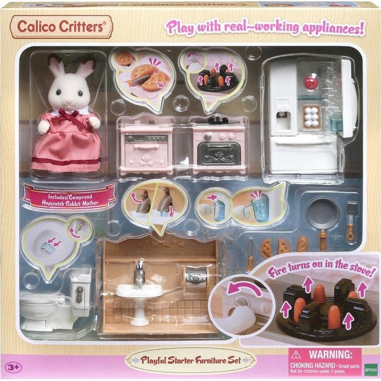Alternative view of Calico Critters Playful Starter Furniture Set, Dollhouse Furniture Set with Figure and "Working" Appliances