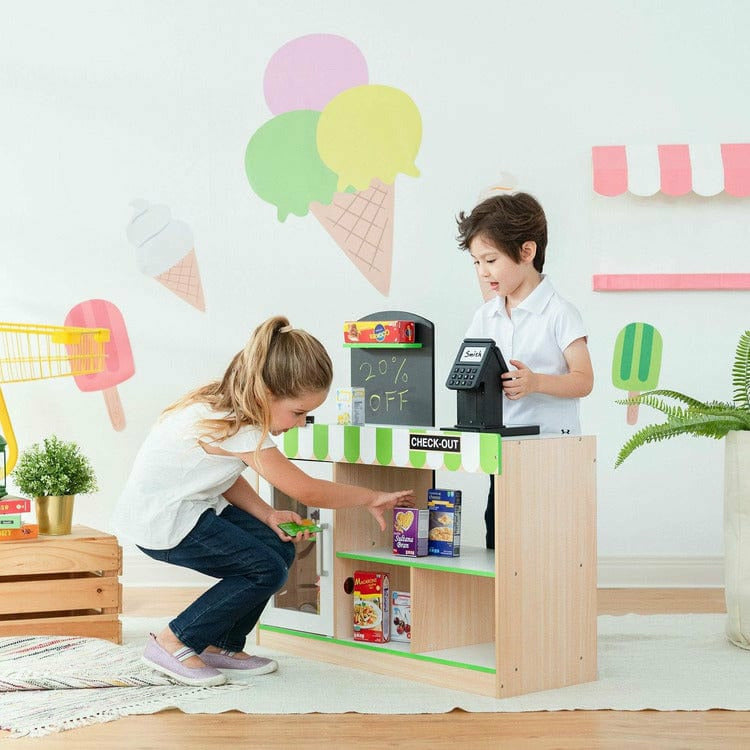 Alternative view of Cashier Austin Play Market Stand - Green / Wood