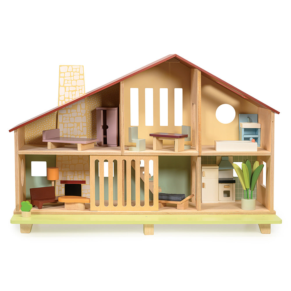 Cedar Chalet Dollhouse with Furniture
