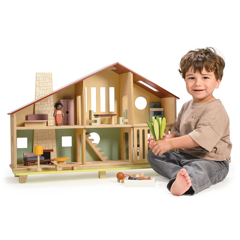 Alternative view of Cedar Chalet Dollhouse with Furniture