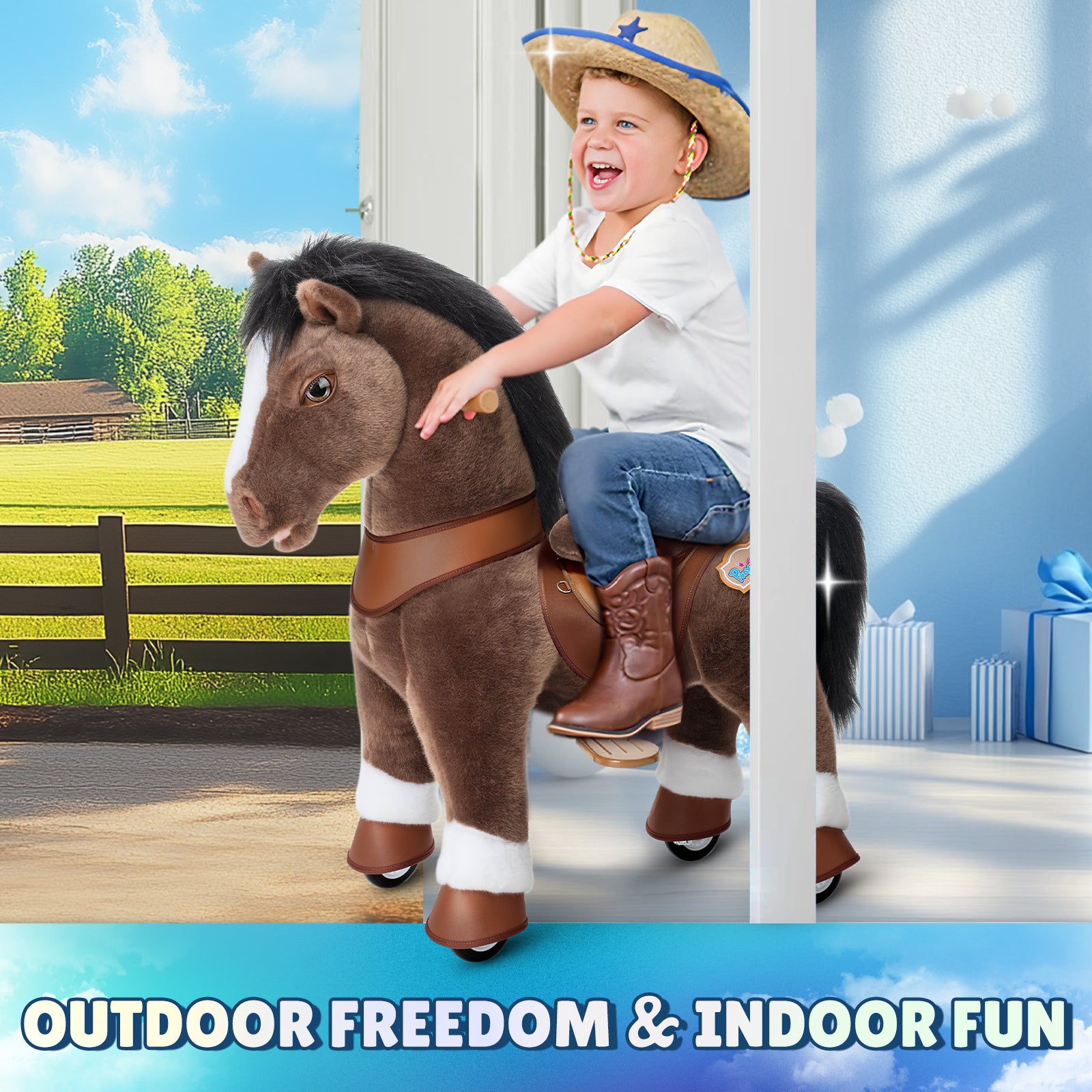 Alternative view of Chocolate Brown Horse Model Y Ride on Toy - 3-4 Years