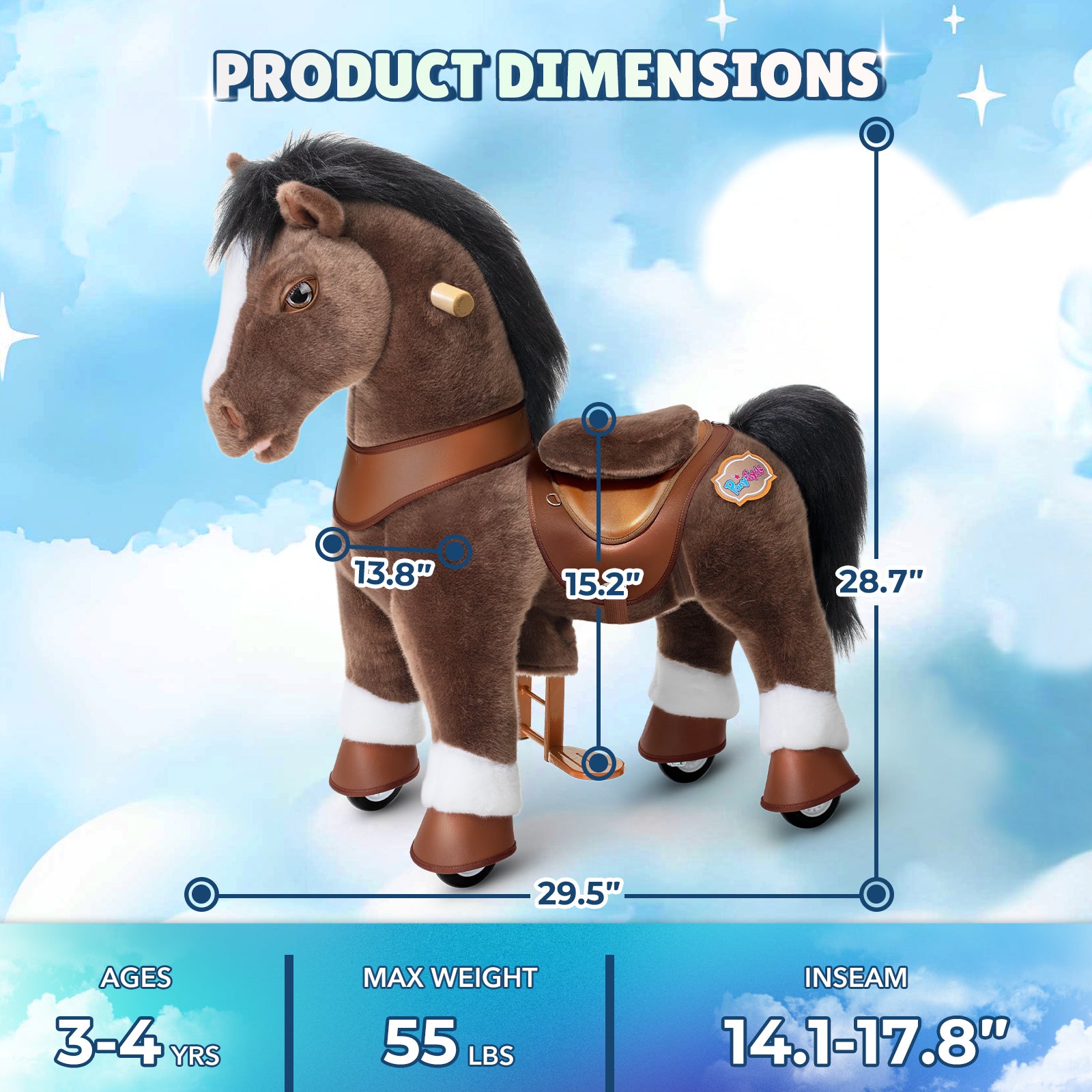 Chocolate Brown Horse Model Y Ride on Toy - 3-4 Years - Image 6