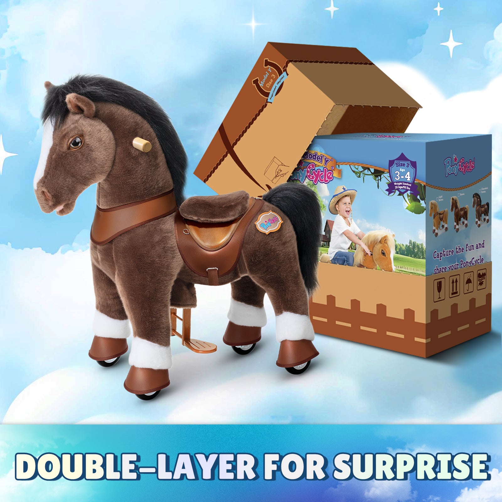 Chocolate Brown Horse Model Y Ride on Toy - 3-4 Years - Image 7