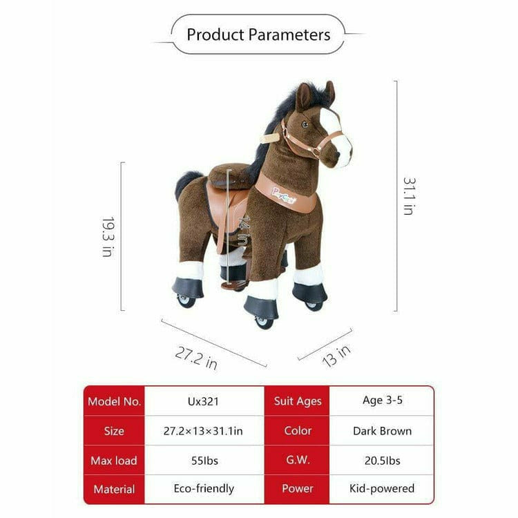 Chocolate Brown Model U Ride-On Horse - 3-4 Years - Image 5