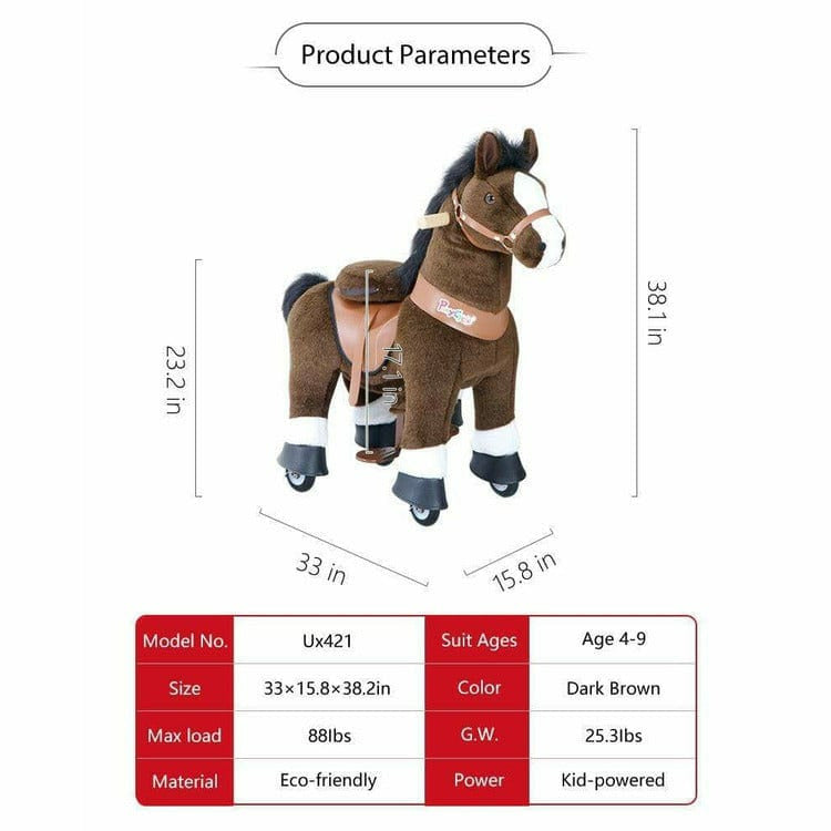 Chocolate Brown Model U Ride-On Horse - 4-7 Years - Image 5