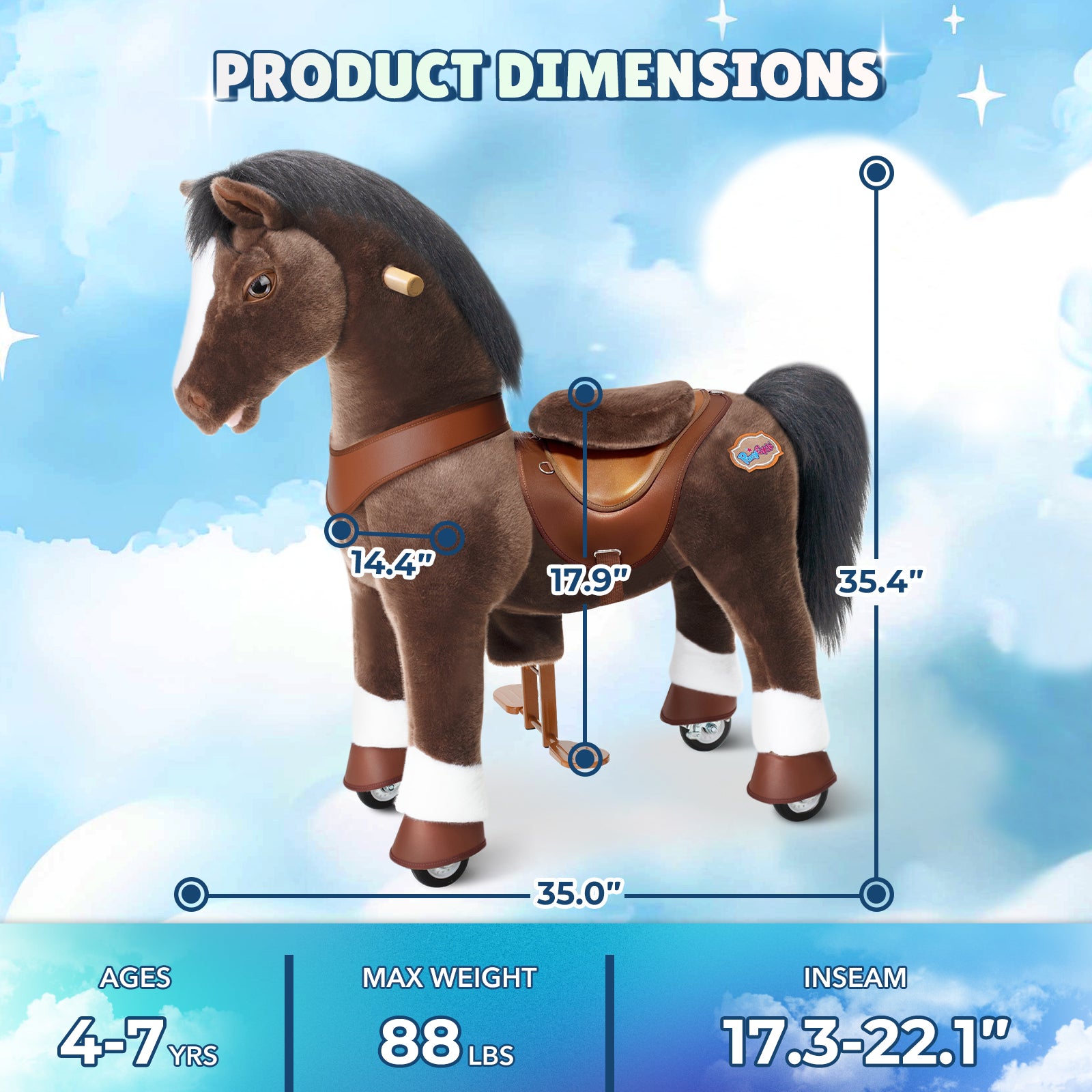 Chocolate Brown Model Y Horse Ride on Toy - 4-7 Years - Image 7