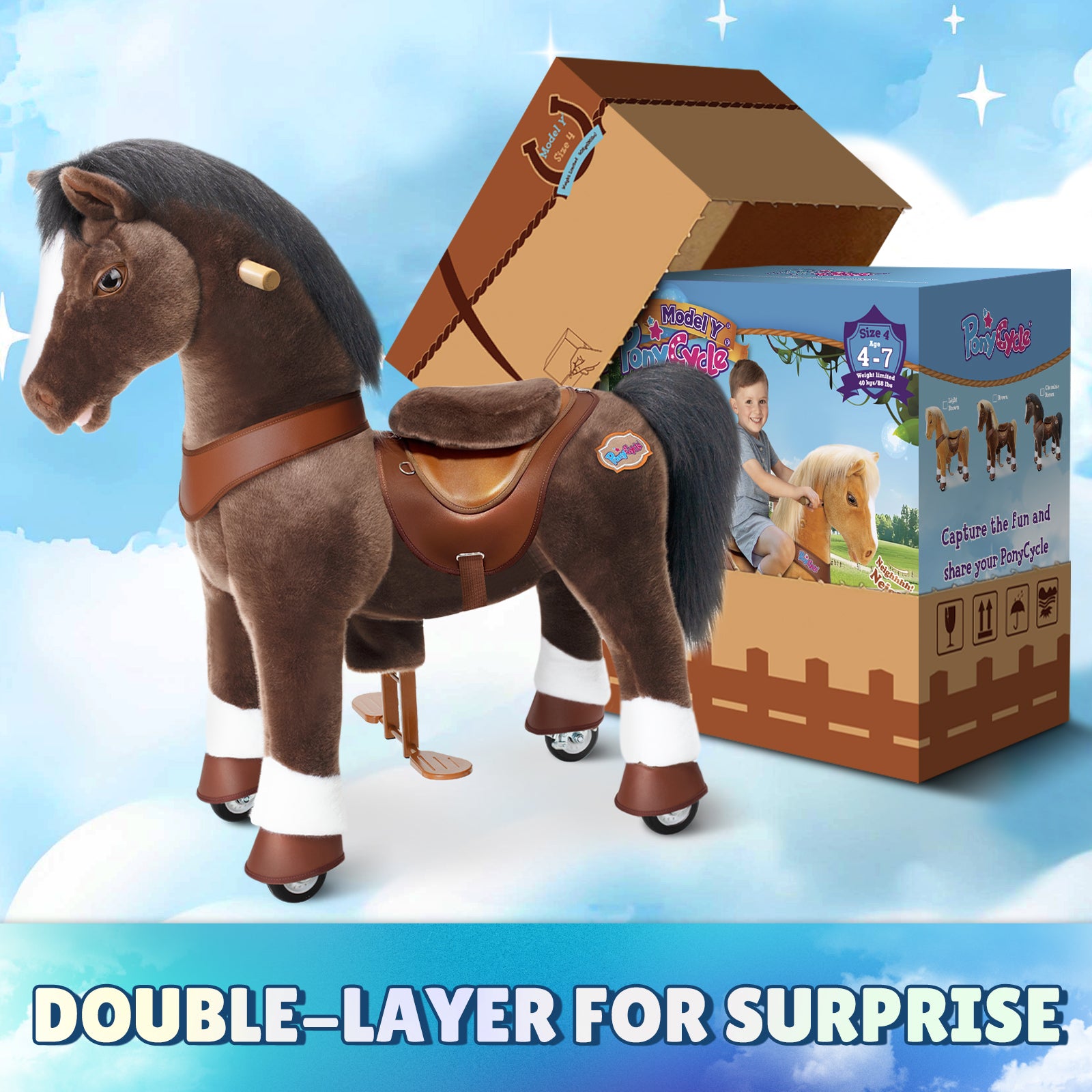 Chocolate Brown Model Y Horse Ride on Toy - 4-7 Years - Image 8
