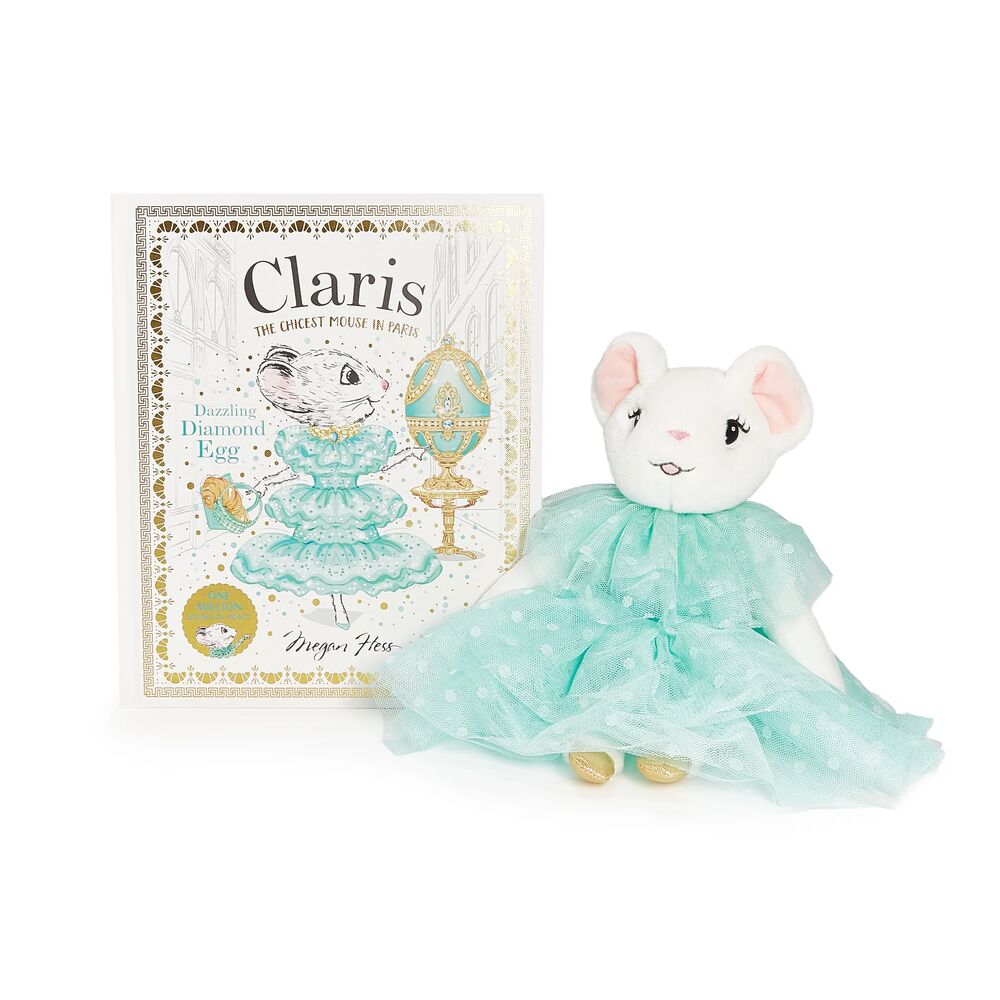 Claris The Mouse: Dazzling Diamond Egg & Turquoise Plush Book Bundle