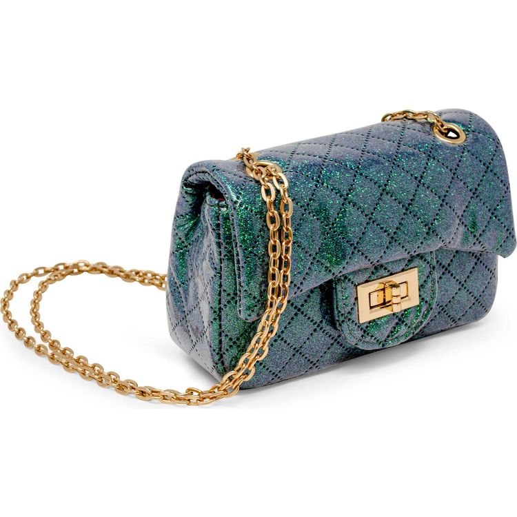 Classic Quilted Sparkle Mini Purse - Green - Image 3