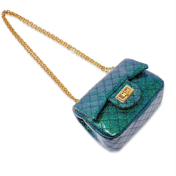Classic Quilted Sparkle Mini Purse - Green - Image 4