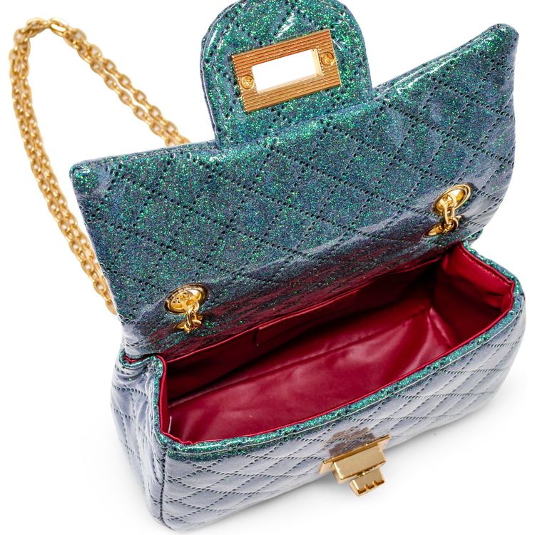 Classic Quilted Sparkle Mini Purse - Green - Image 5