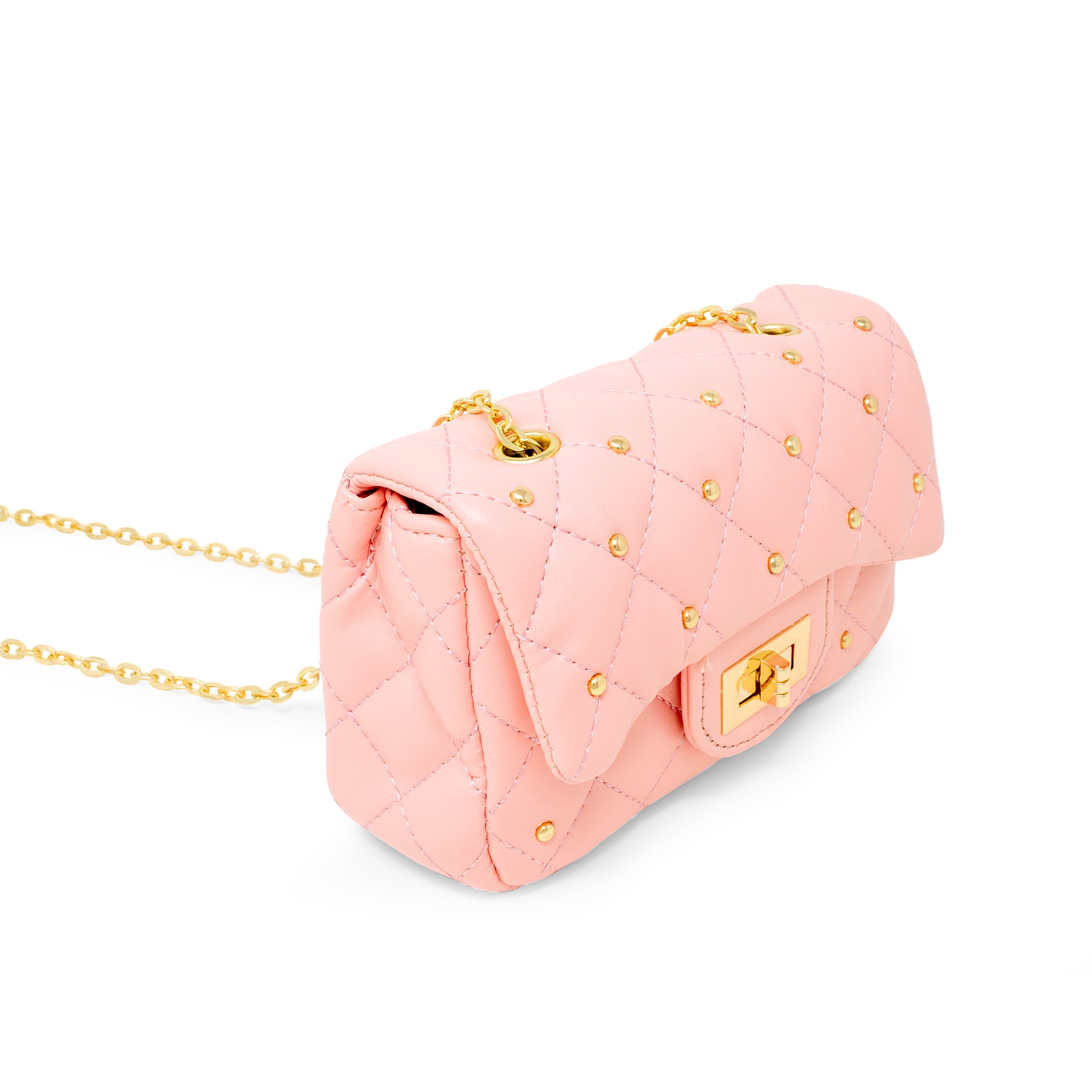 Alternative view of Classic Quilted Stud Handbag - Pink