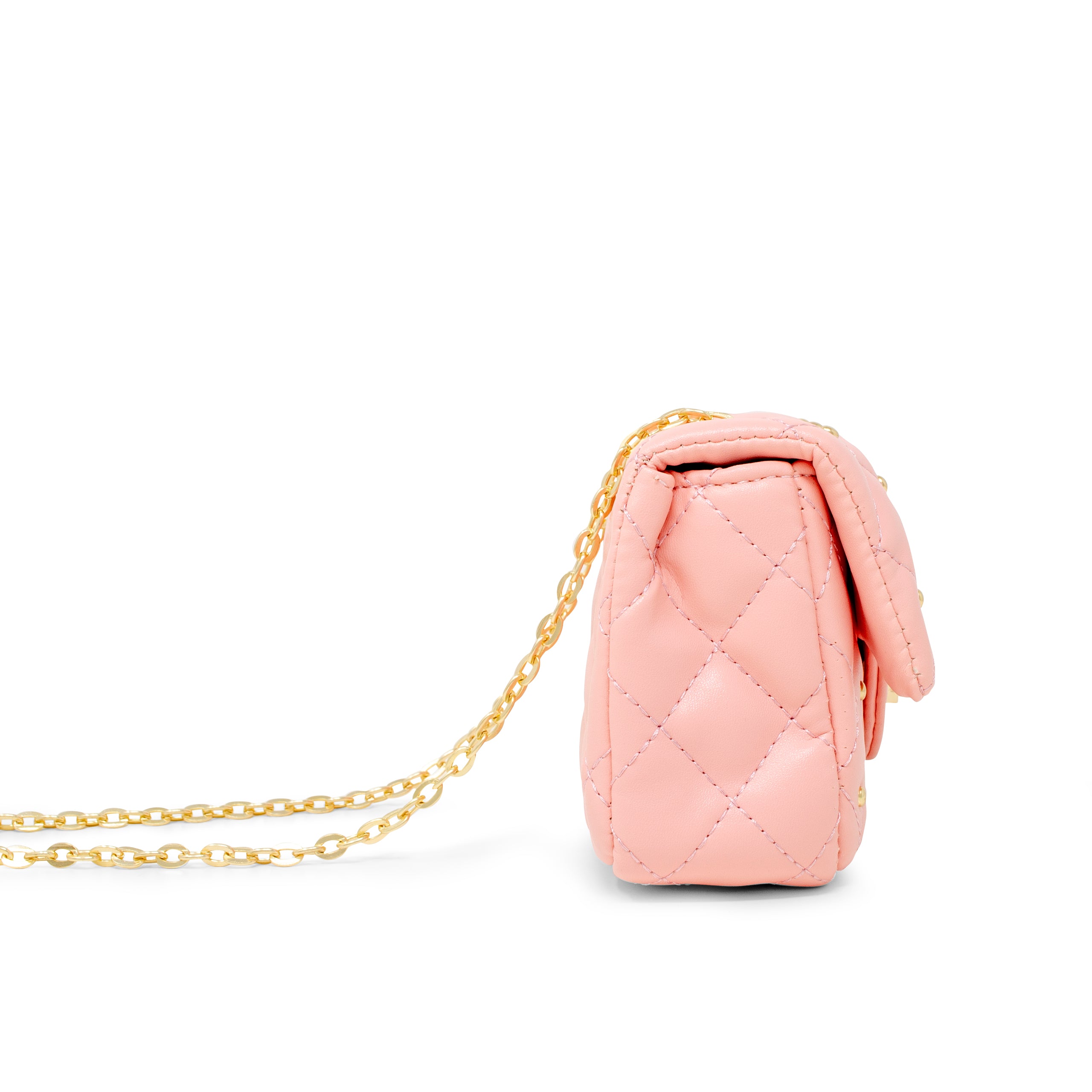 Classic Quilted Stud Handbag - Pink - Image 4