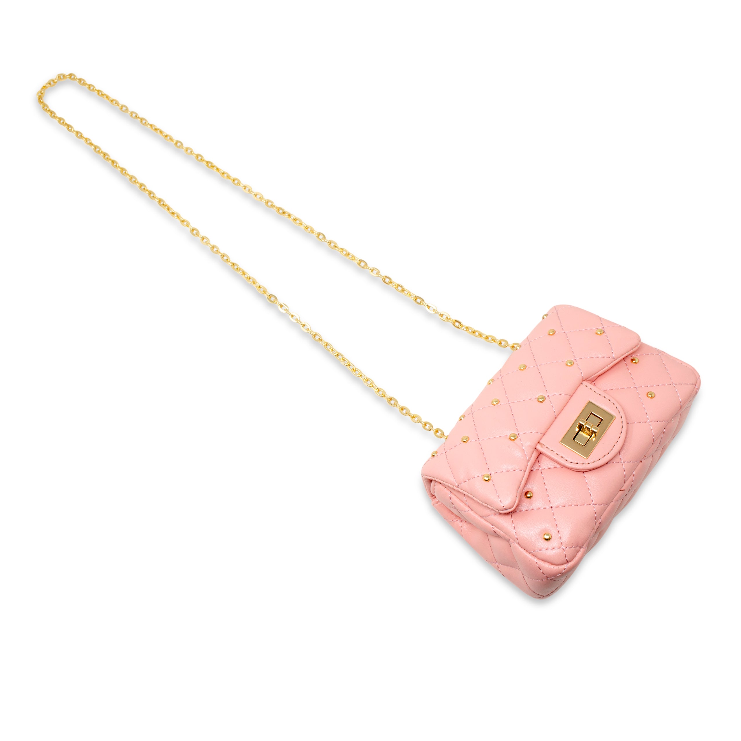 Classic Quilted Stud Handbag - Pink - Image 5