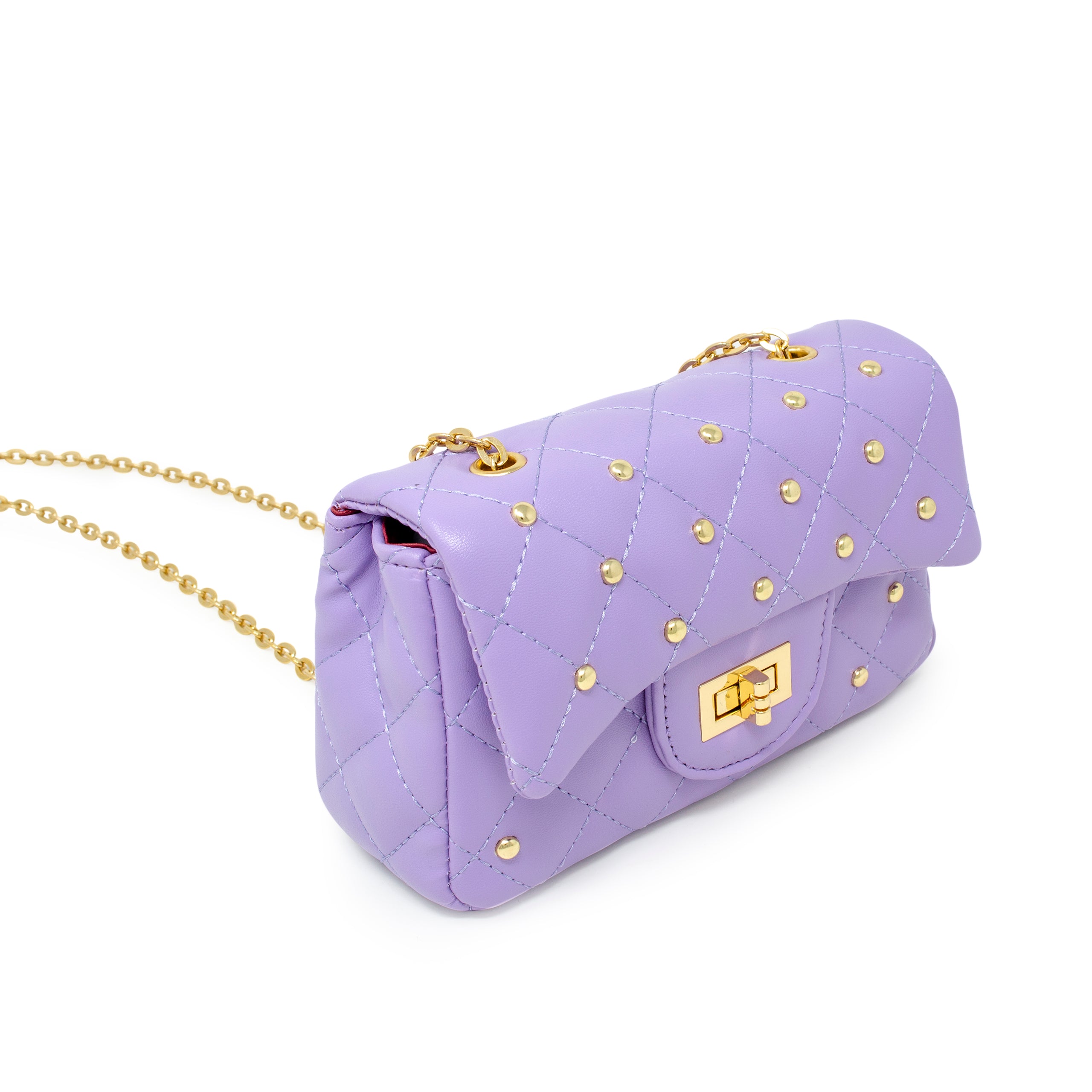 Alternative view of Classic Quilted Stud Handbag - Purple
